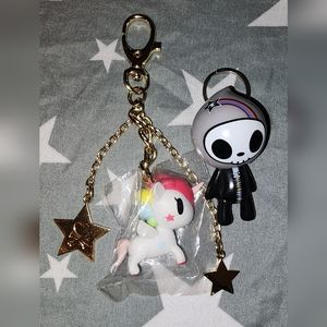 Tokidoki Lesportsac Key Chain Lot Of 2 Qee Adios and  Unicorno Stellina 2006 New